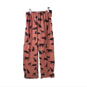 Hatley Large Red and White Plaid Black Lab‎ Pajama Pants